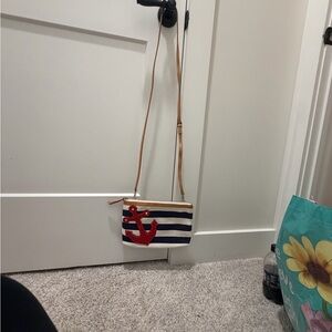 Brighton Navy and Red Anchor Crossbody Bag